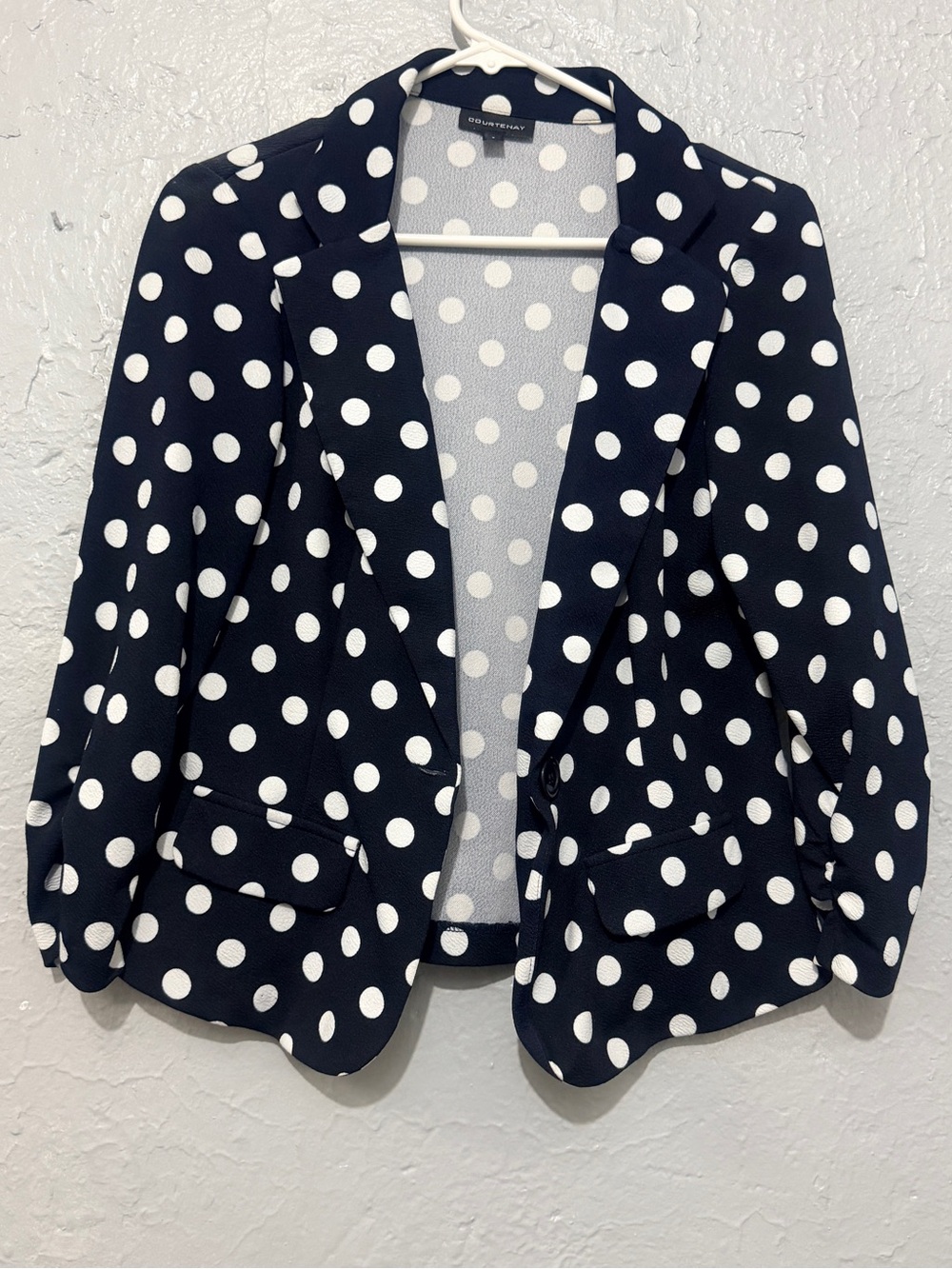 Courtenay Navy and White Polka Dot Blazer
